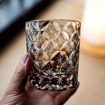 JINYOUJIA-Japonský Edo Kiriko Tradičné Remeslá Ručne Rezané Rock Sklo, staromódnou Whisky poháre na Víno, Pohár Darčekovej krabičke