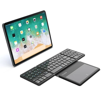 Skladacie Klávesnica Bezdrôtová 81 Klávesy na Klávesnici so skladacou Touchpad Kožené puzdro pre systém IOS, Android, Windows pad Tablet