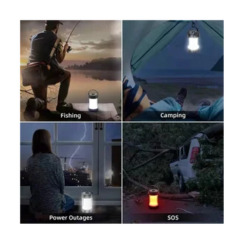 Solárne Camping Stan Lampa LED Núdzové Osvetlenie Prenosné Svietidlo Bodové Nabíjateľná Batéria Baterka -Biela